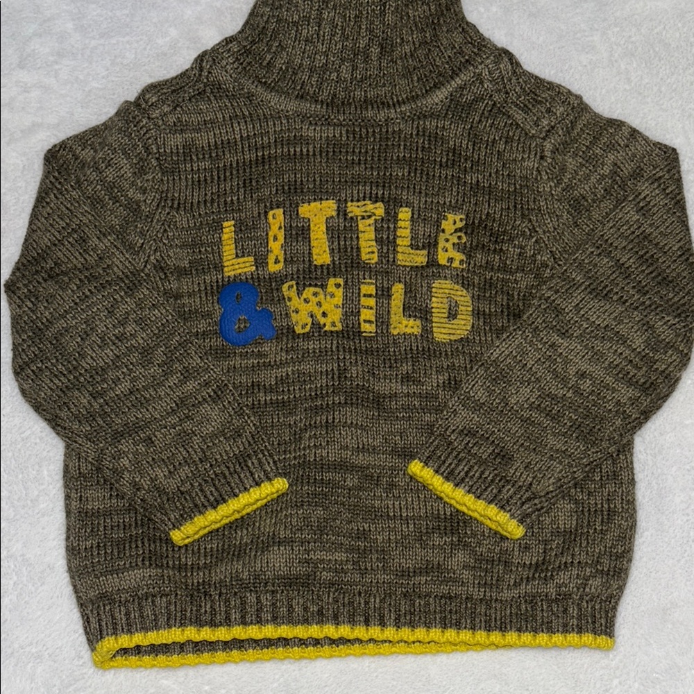 Green Knit Sweater with Yellow and Blue Accents - Picture 3 of 6